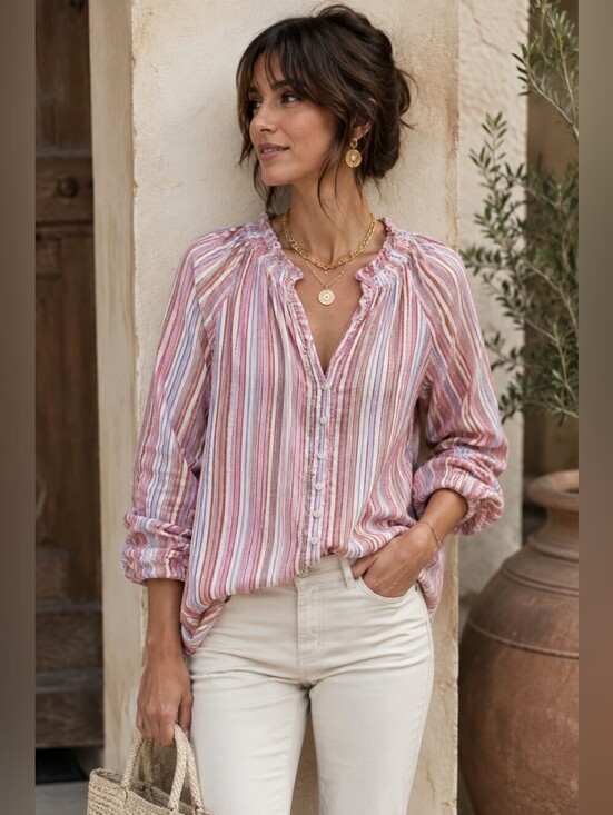 Garance Paris Tops - Garance Paris Striped Button-Down Blouse